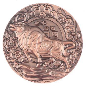 

2021 Year Of The Ox Large Copper Medal Commemorative Coin Zodiac Embossed Medal Zinc Alloy