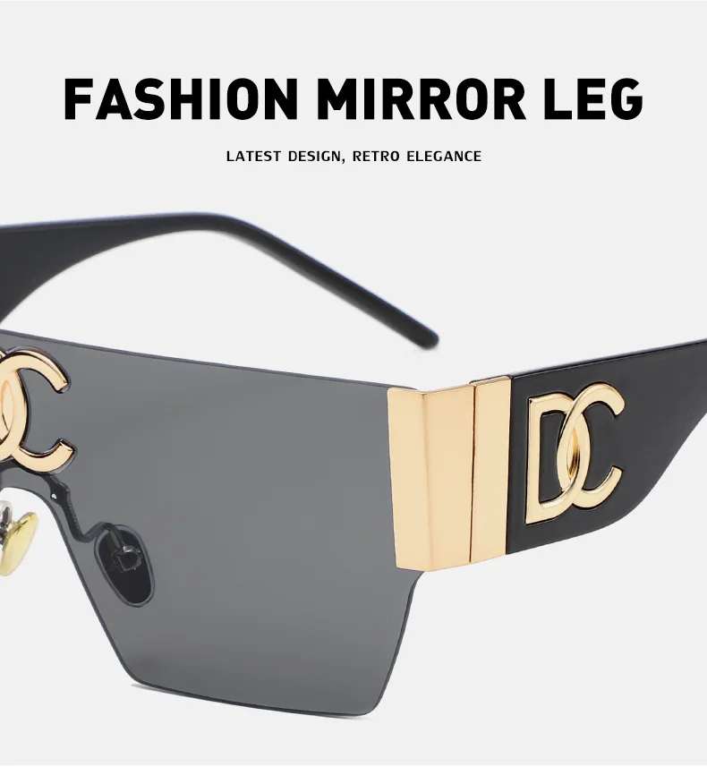 Rimless One Piece Square Sunglasses Women Frameless Flat Top Sun Glasses Men Luxury Brand Designer Silver Mirror Shades Eyewear