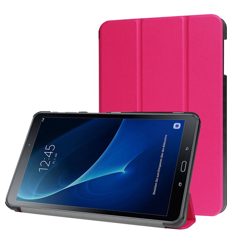 Кожаный чехол для samsung Galaxy Tab A 10,1,, T510, T515, 10,1 дюймов, чехол для планшета с функцией пробуждения, спящего режима, для SM-T510, SM-T515, новинка, A40 - Цвет: Розово-красный