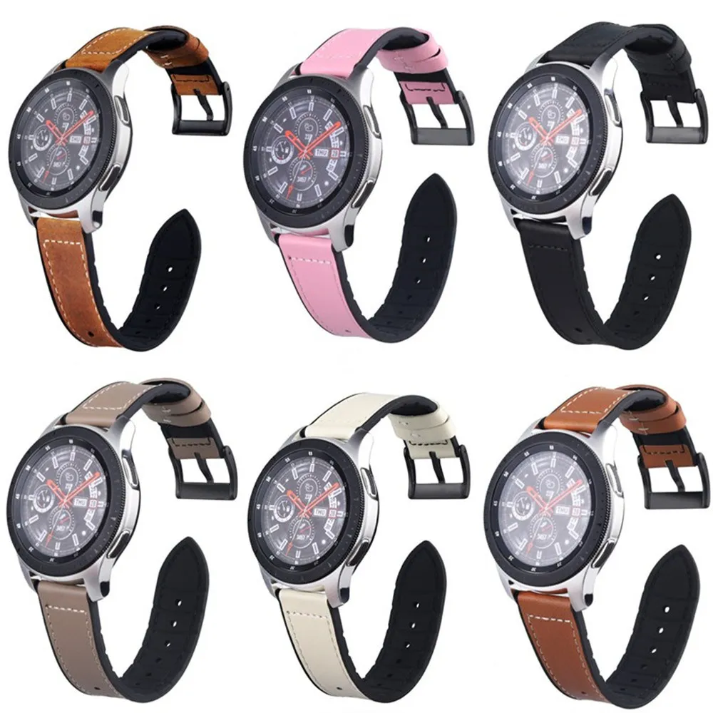 Ремешок для часов samsung Galaxy Watch 46 мм/gear S3 22 мм силиконовый+ кожаный ремешок для huawei Watch GT/2Pro/Magic 2 браслет наручный ремень