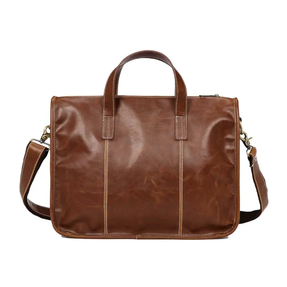 Большая емкость Мужская сумка для ноутбука брендовая PU кожаная сумка деловая Офисная женская сумка на плечо винтажная Мужская Дорожная сумка ретро - Цвет: Коричневый