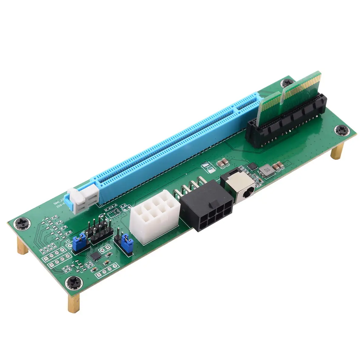 Адаптер со штыревыми соединителями PCI-E Express 4x to 16x с разъемом питания и держателем