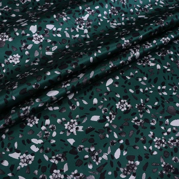 

Dark Green Floral Printing Real Natural Silk Diy Dress Fabric