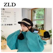 ZLD женская повседневная темно-синяя кепка Студенческая поп Военная хлопковая Женская Берет Весна Осень женская шляпа берет шляпа Женская художница шляпа