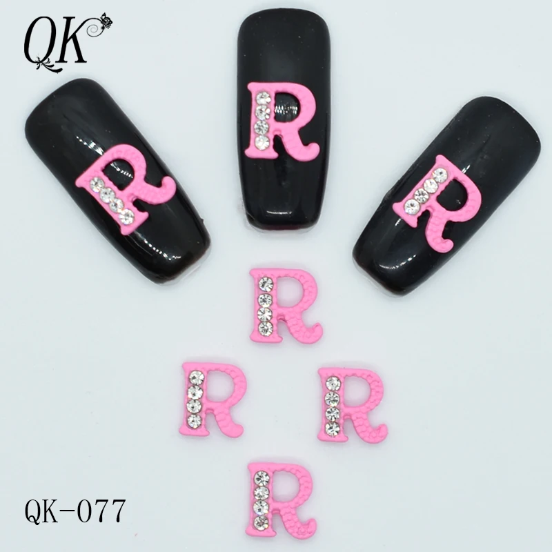 100PCs-R 100 шт A-Z, английские буквы, Кристальные украшения для ногтей, сплав, 3D Стразы для ногтей, алмазные буквы, стиль DIY, украшения для маникюра - Цвет: 100PCs-R