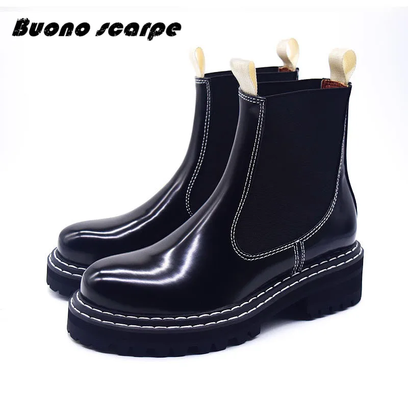 Buonoscarpe/Новинка года; модные стильные женские Ботильоны на каблуке; модные кожаные ботинки для офиса; уличная зимняя обувь; Sapatos femininos
