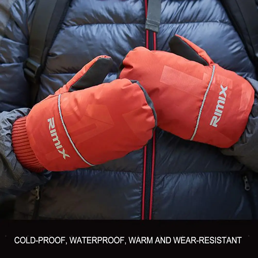 1 Pair Winter Down Mittens Women Men Waterproof Windproof Skiing Camping Hiking Snowboard Snowmobile Cycling Gloves 5