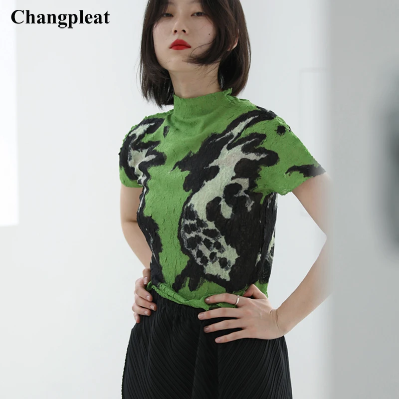 camiseta-feminina-de-alta-elasticidade-plissada-gola-alta-elasticidade-manga-curta-novo-2021