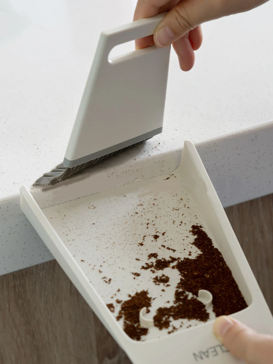 

1pc coffee powder espresso machine maker work desk Bar counter cleaner tools set with replaceable brush head with dustpan