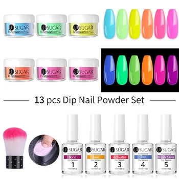 

UR SUGAR13pcs/set 30ML Nail Powder Set Dipping Dip French Glitter Shinning Nail Glitter Without Lamp Cure Dip Nail Chrome Kit