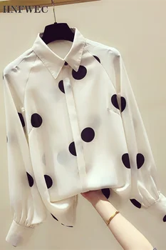 

2019 spring and summer new wave point chiffon shirt long-sleeved shirt Korean version of the loose shirt A137