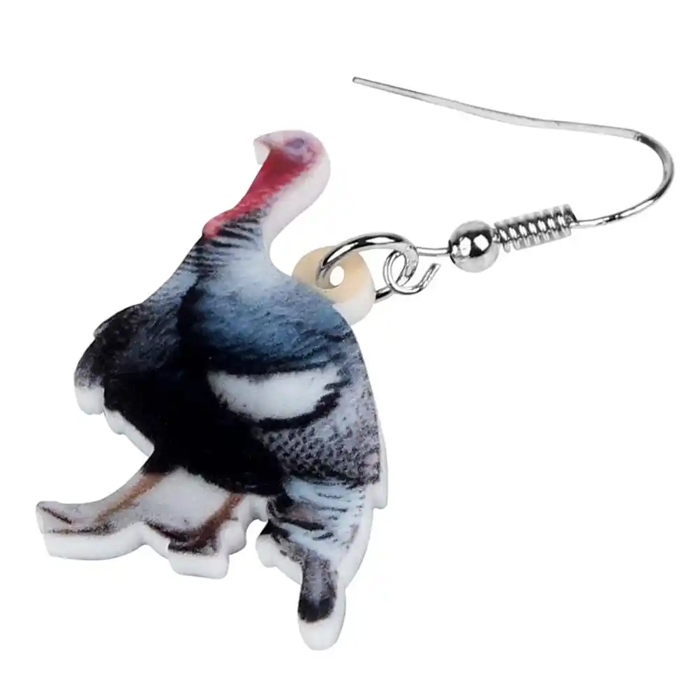 Weveni acrílico ação de graças peru preto frango galo galinha brincos gota balançar decoração jóias para mulher menina adolescente charme presente