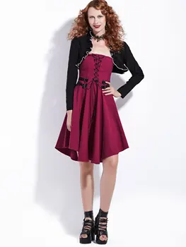 

Gothic Dress Lace Up Black Patchwork Strapless Bandage Pink Retro Dresses Vintage Female Spring Summer Mini Dress Office Lady