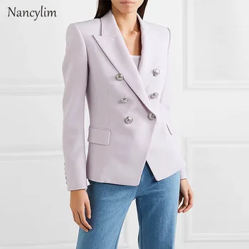 

Blazer Feminino 2019 European and American-Style Female Suit Jacket High-End Fabric Classic Double-breasted Slim Suit Jacket 3XL