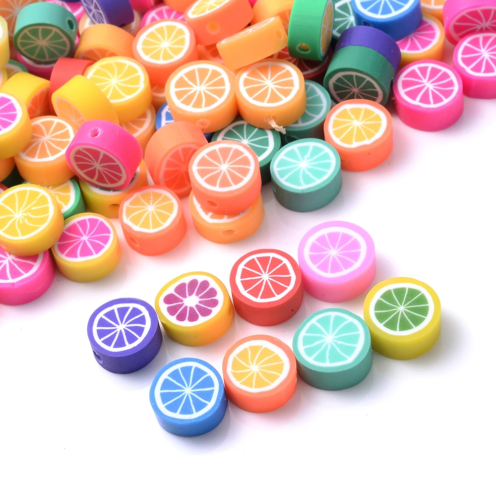 30/50/100pcs 10mm Mixed Fruit Beads Polymer Clay Beads Loose Beads