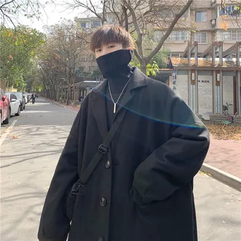 

2020 Spring New Korean Version Of The Large Size Trend Original Mid-length Wild Couple Men's Loose Casual Woolen Coat