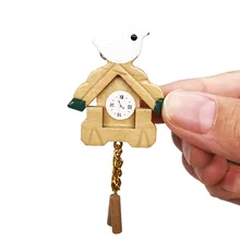 Изысканные настенные часы с птицей Миниатюрные для 1/12 кукольного домика гостиная украшение-кукла дом коллекция детская игрушка W809