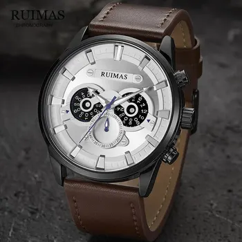 

RUIMAS Mens Watches Top Luxury Brand Fashion Sport Watches Men Waterproof Quartz Clock Male Army Military Leather Wrist Watch