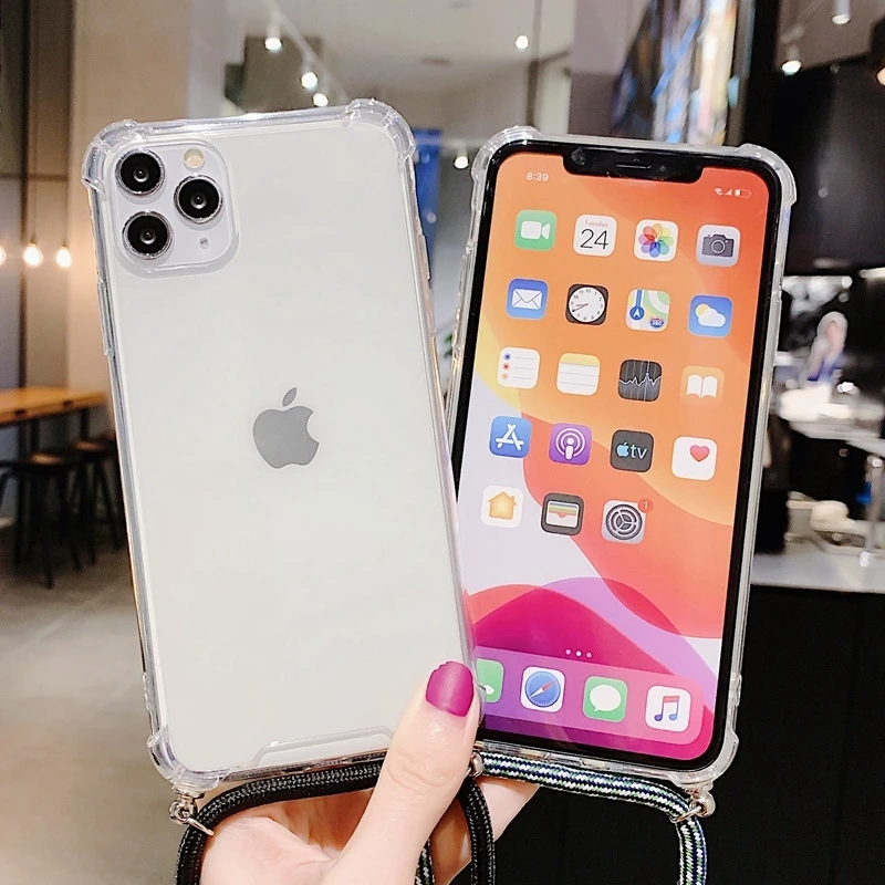 Кросс боди ожерелье чехол для iPhone 12 11 Pro Max 11Pro XS XR X 8 7 Plus 6S SE 2020 трос талреп плечевой