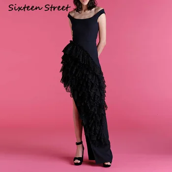 

Sleeveless High Waist Asymmetric Dress Woman 2020 New spring summer show slim Lace irregular Maxi Dress Female fashion bodycon