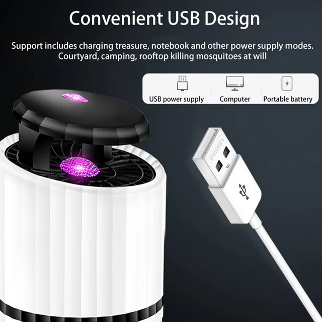 Elektromos Led -Es Szúnyoggyilkos Lámpa Csapdába Usb Hajtású Fotokatalizátor Fly Pest Pester Night Light Az Otthoni Irodai Szobához - Image 3