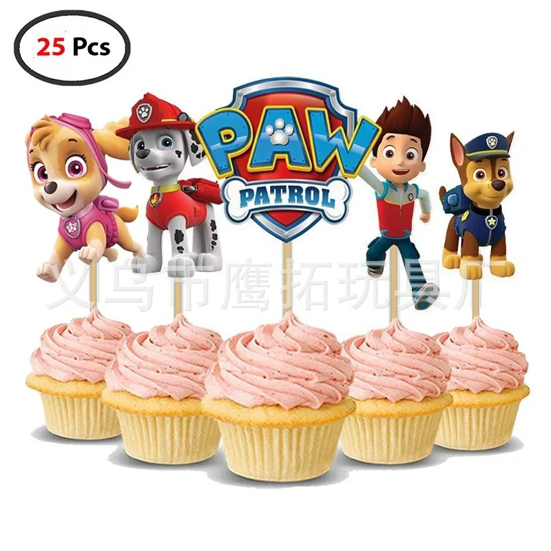 Nueva patrulla canina EQUIPO DE ladridos tire banderas flores Banner tarta, Insertar tarjeta dibujos animados perro patrulla tema bandera para fiesta de cumpleaños puerta colgante