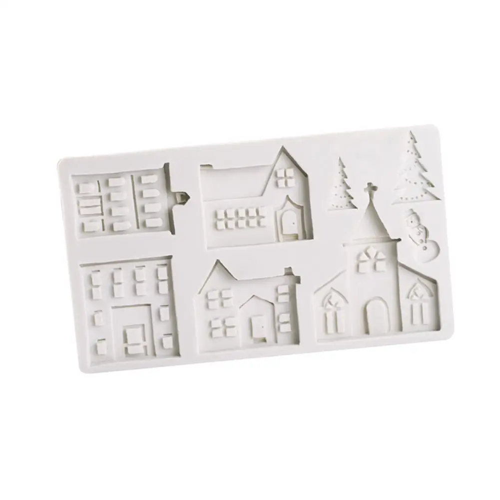 TPFOCUS Christmas Gingerbread House Shape Silicone Mold for Fondant Cake Chocolate Decorating Tool