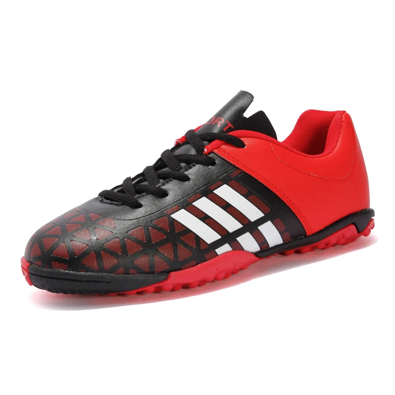 YHKLERZU, размер 33-43, мужские футбольные бутсы для мальчиков, футбольные бутсы, кроссовки, дизайн, футбольные бутсы - Цвет: Black Red