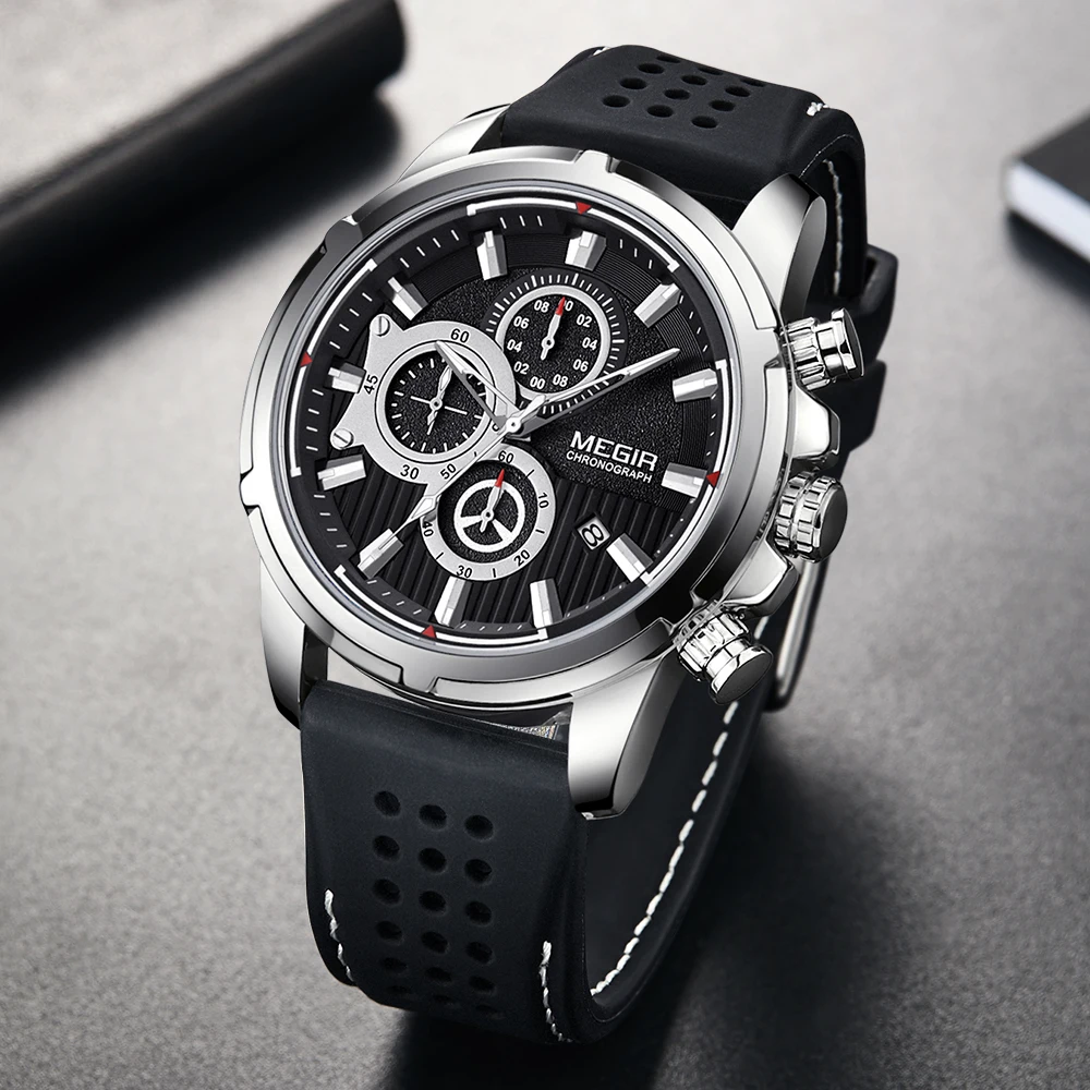 $20.69 Relogio Masculino Megir New Sport Chronograph Silicone Mens Watches Top Brand Luxury Quartz Clock