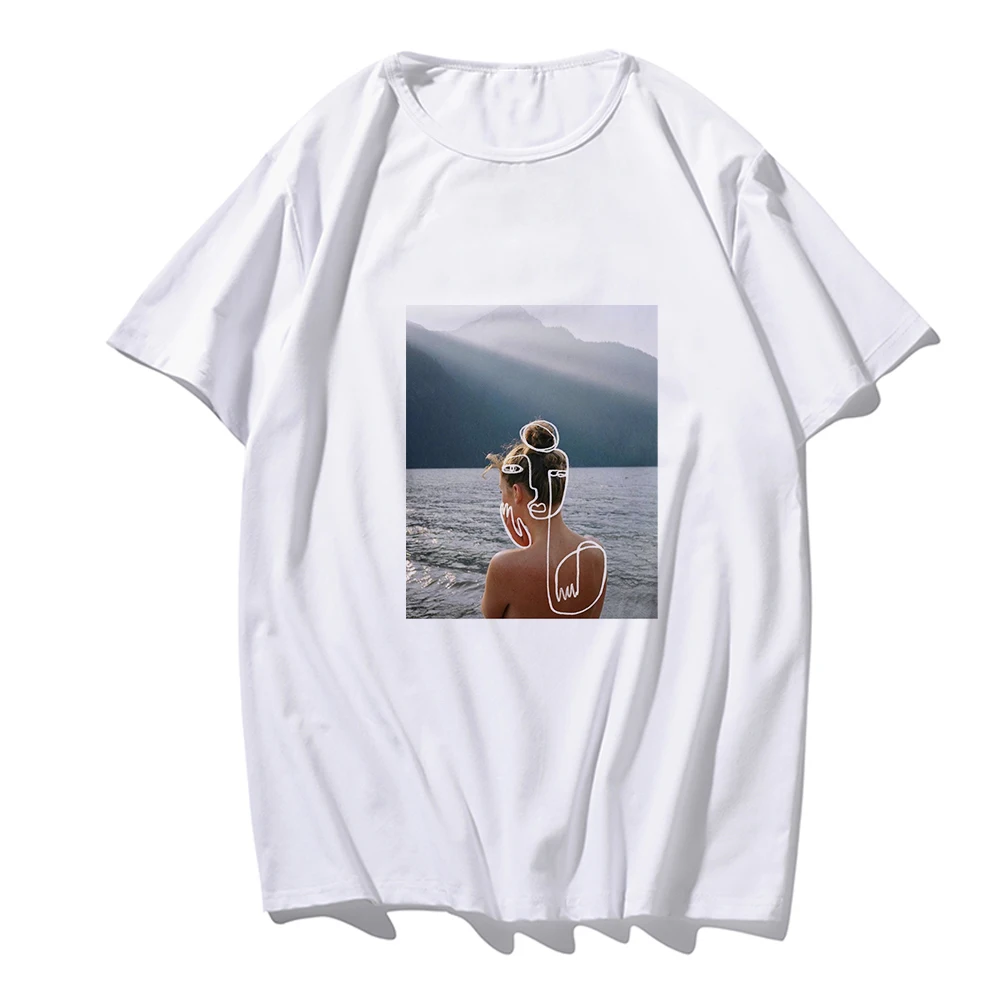 Футболка с абстрактной графикой для мужчин и женщин летняя футболка рисунком