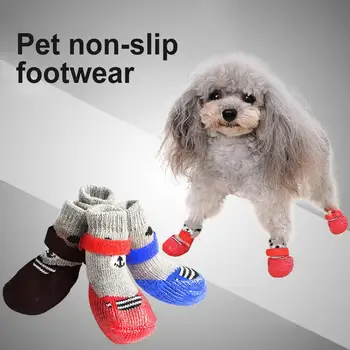 

Dog Shoes Cotton Rubber Dog Rain Snow Boots Socks 4Pcs/Set Outdoor Indoor Anti-slip Silicone Sole Pet Dog Puppy Cat Boots Socks