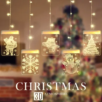 

Household festival Indoorand outdoor pendant Decoration 3D Hanging lamp Christmas Led Light string Room Star Curtain navidad c5*
