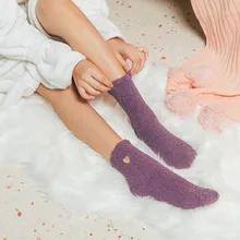 Женские теплые носки; Новинка года; модные милые хлопковые толстые Нескользящие забавные носки; носки-тапочки из кораллового флиса; Chaussette Femme