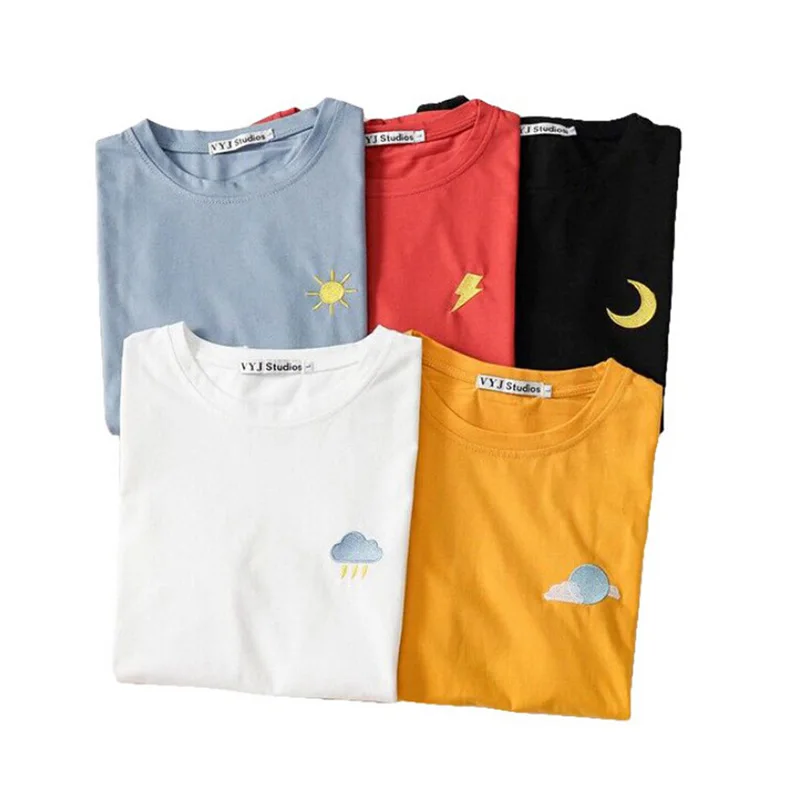 Women Tank Tops Summer Clothing Fashion Casual Loose Cotton Embroidered Moon Sleeveless Vest