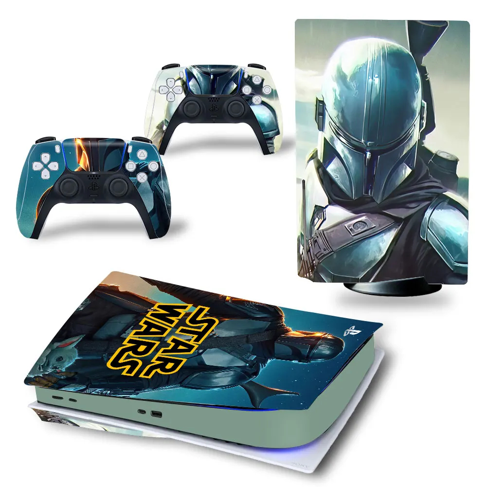 Darth Vader Iron Man PS5 Disk Skin Sticker Decal Cover for PlayStation 5 Console and 2 Controllers PS5 Disk Skin Sticker Vinyl 
