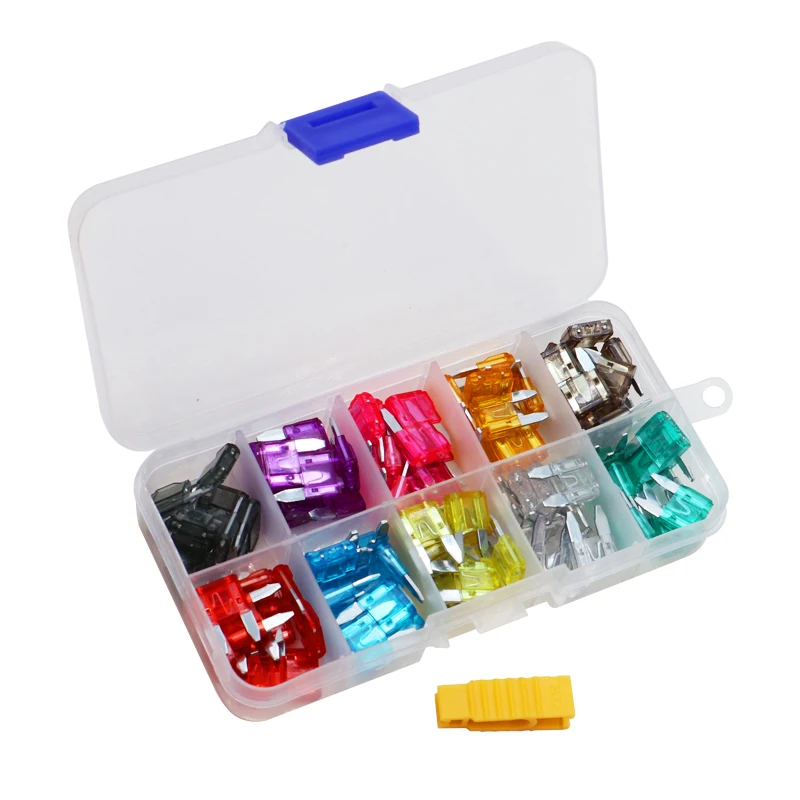 100PCS Car Fuses 2A 3A 4A 5A 7.5A 10A 15A 20A 25A 30A Amp with Box Clip Assortment Auto Blade Type Fuse Set Truck Accessories - Цвет: Многоцветный