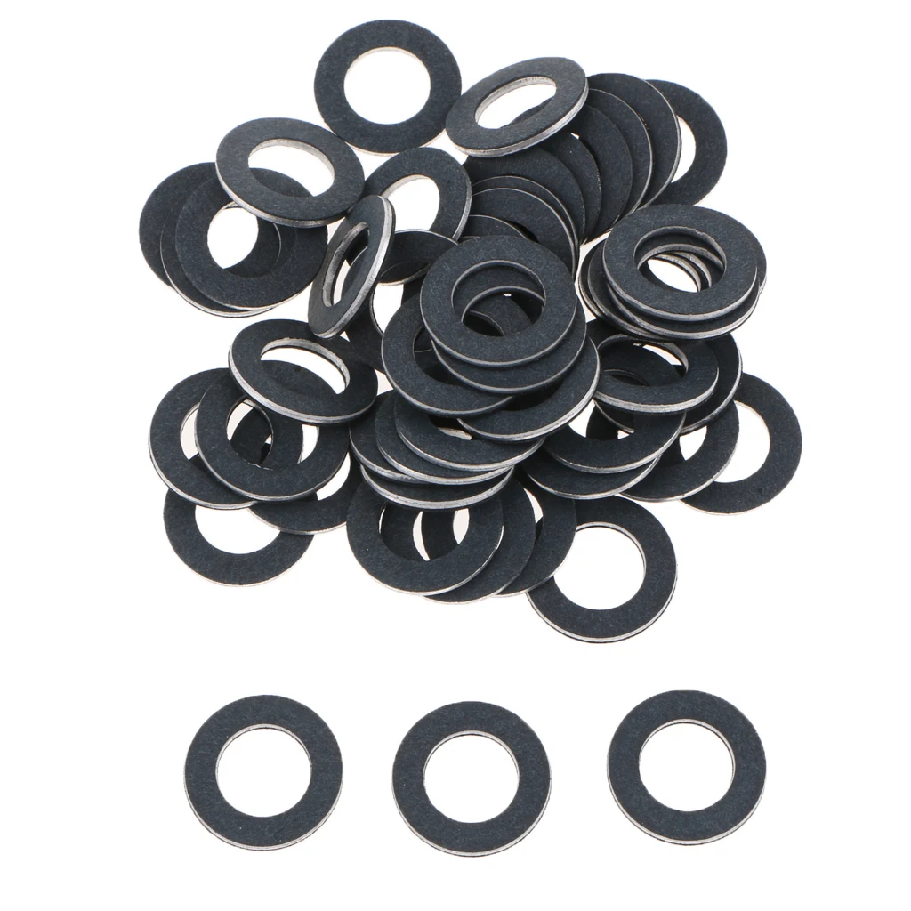 Black Drain/Fill Plug Washers for Toyota Lexus, M12 (Outer diameter: 20mm), Pack of 50
