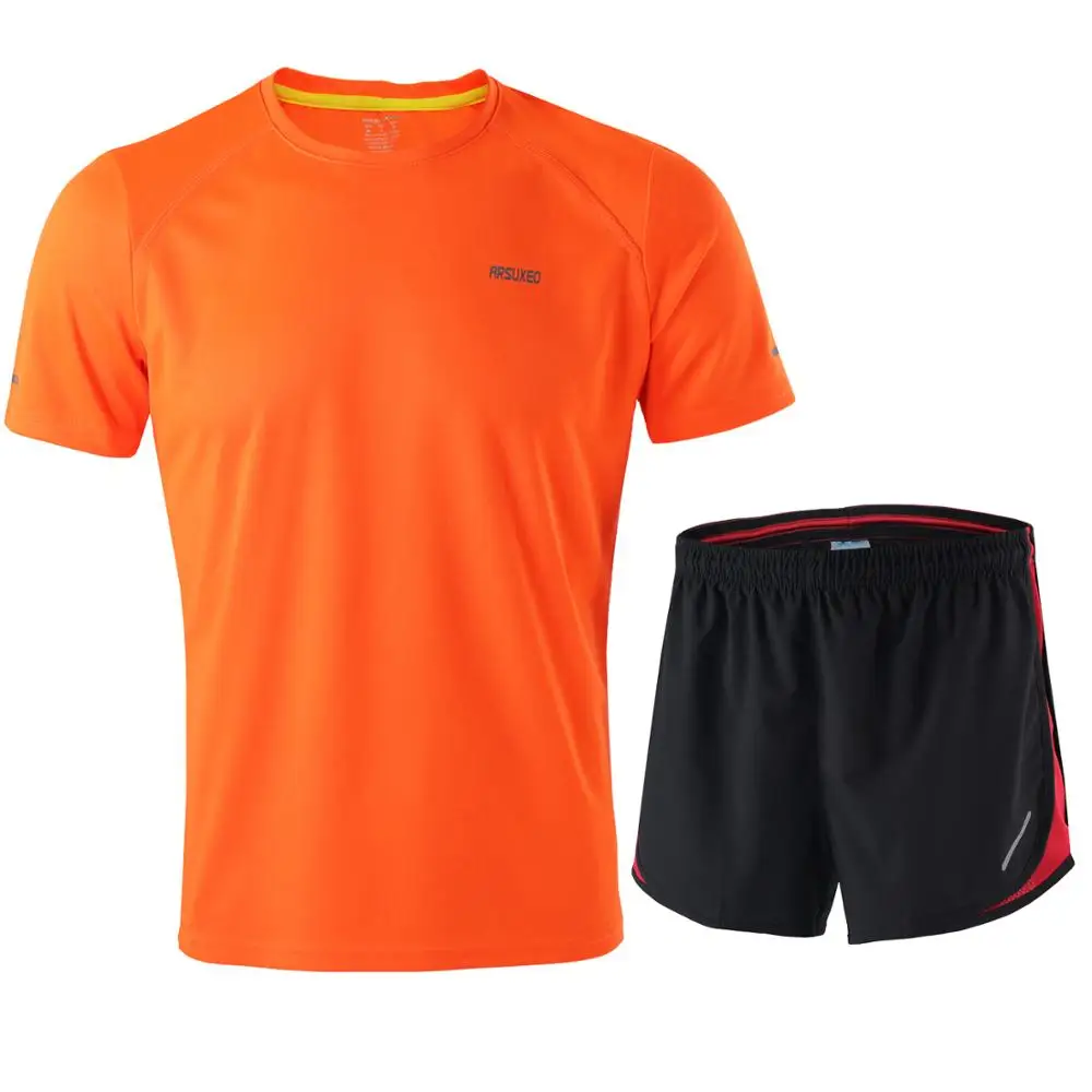ARSUXEO летние мужские беговые наборы беговые футболки и шорты спортивные для бега Джерси тренировки Спортивная одежда быстросохнущая A25
