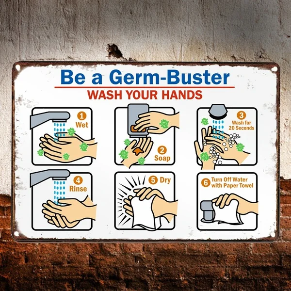 high quality Hand Washing Signs Wash Your Hands metal tin Sign tomos parking only warning aluminum metal sign heavy duty tin signs decoration signs