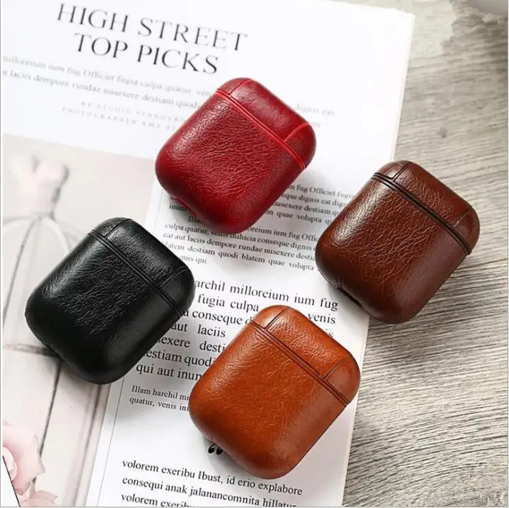 

Luxury Leather Case Cover Bag For Airpods Case Wireless Charging Cover Case For Apple Airpods 1 2 Funda Case