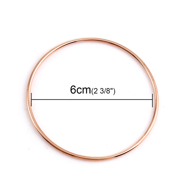 Stainless Steel Bangles Bracelets Rose Gold Silver Color Round Jewelry For Women Men Gifts 22cm - 18.5cm Long, 1 PC