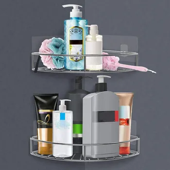 

Bathroom storage rack Stainless Steel creative kitchen Wall Bathroom Shelf Storage Organizer 2-Pack w729