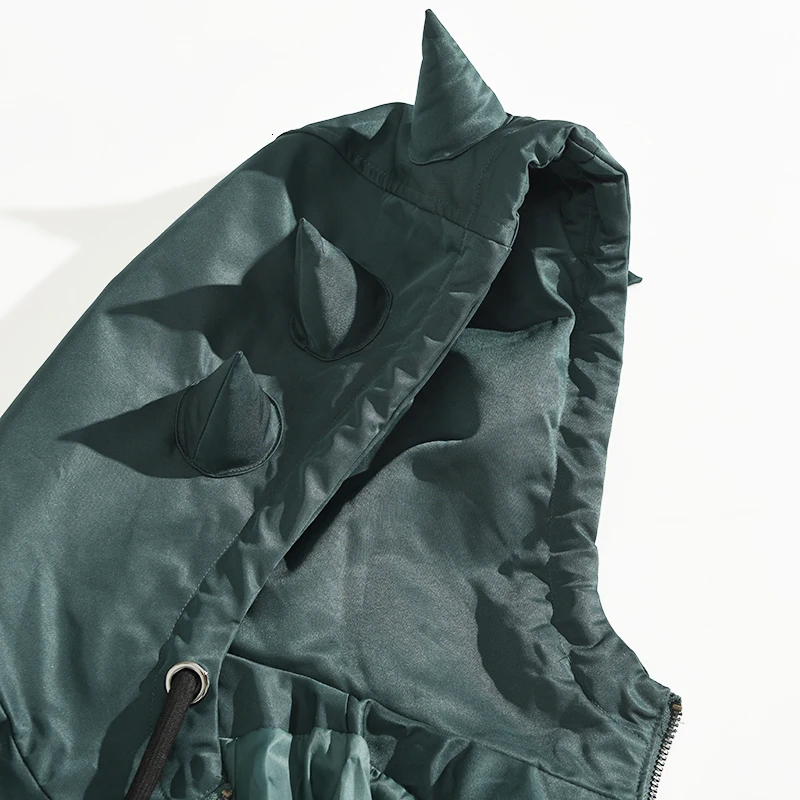 [EAM] Women Drawstring Oversized Ribbon Trench New Hooded Long Sleeve Loose Fit Windbreaker Fashion Autumn Winter 1A8120