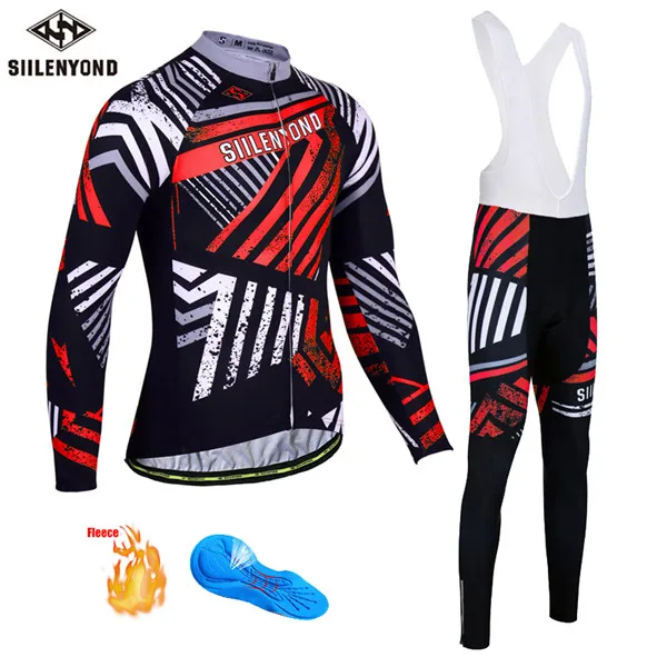 CBJ-BT-S0501 SIILENYOND зимний термальный флисовый комбинезон с длинным рукавом для велоспорта, комплекты Джерси для горного велосипеда, одежда для Майо, Ropa Ciclismo Bike fietskleding - Цвет: CBJ-BT-S0501