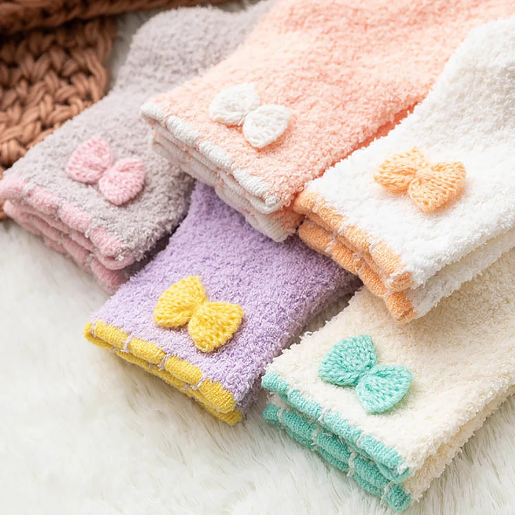 1 пара, милые мягкие однотонные женские Пушистые Носки ярких цветов коралловые бархатные зимние теплые домашние носки-тапочки для девочек, махровые Пушистые Носки