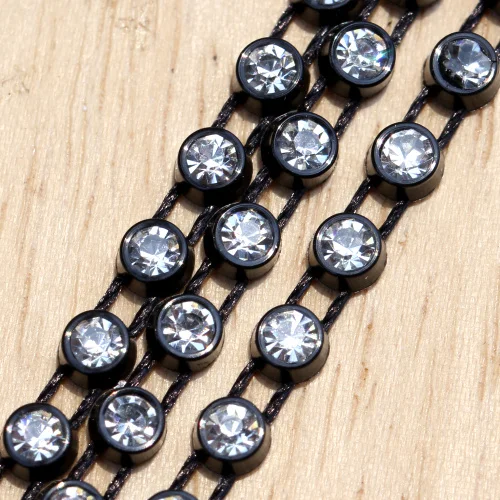 jet crystal SS8 пластик Кристалл Rhinestone окантовка для ювелирных изделий Findings10Yards свадьба горный хрусталь окантовка Кристалл в оправе Y2326 - Цвет: jet crystal