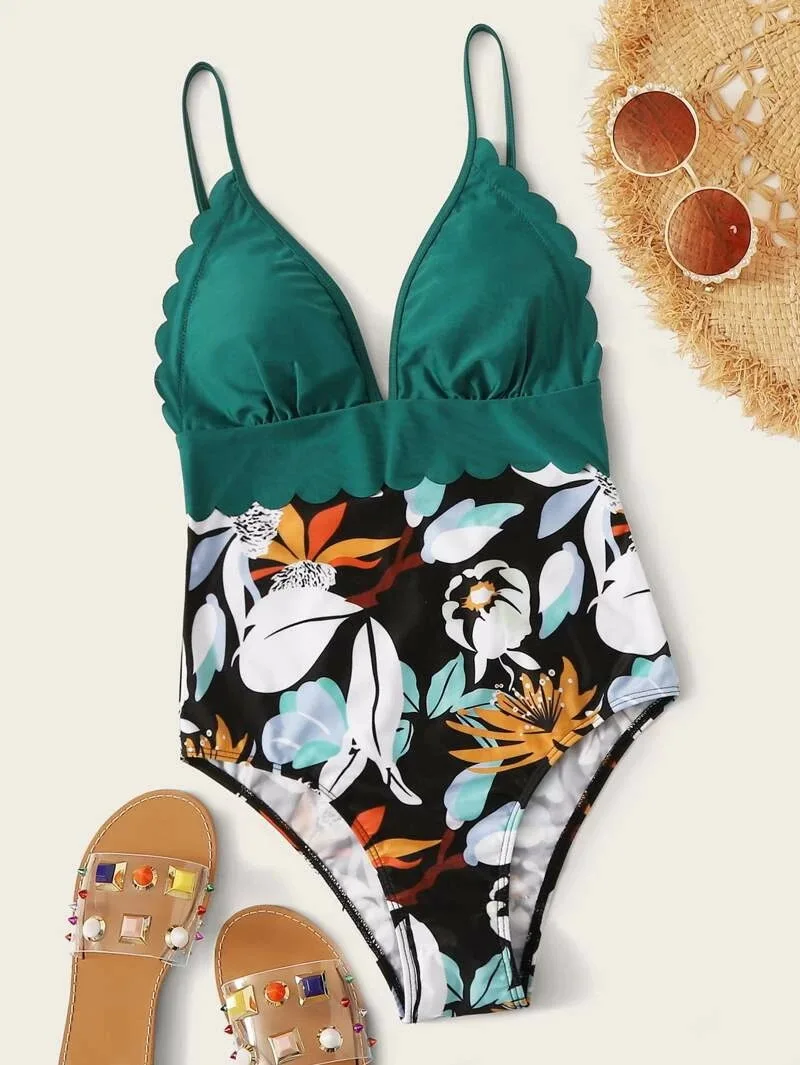 

2020 High Waist Bodysuit Swimsuit Deep-V Bathing Sexy One Piece Swimsuits Printing a swimsuitWomen Summer Swimsuit