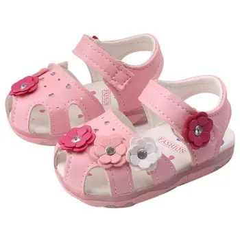 

Babyear old Flowers Girls Sandals Lighted Soft-Soled Princess Babyear old Shoes (Length:12CM；Age:0.5-1year old, pink)