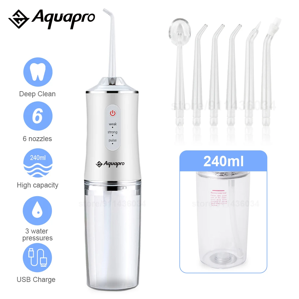 Oral Irrigator Dental water jet Teeth Whitening Cleaner Water Flosser Portable irrigator for teeth water thread for teeth 6tips