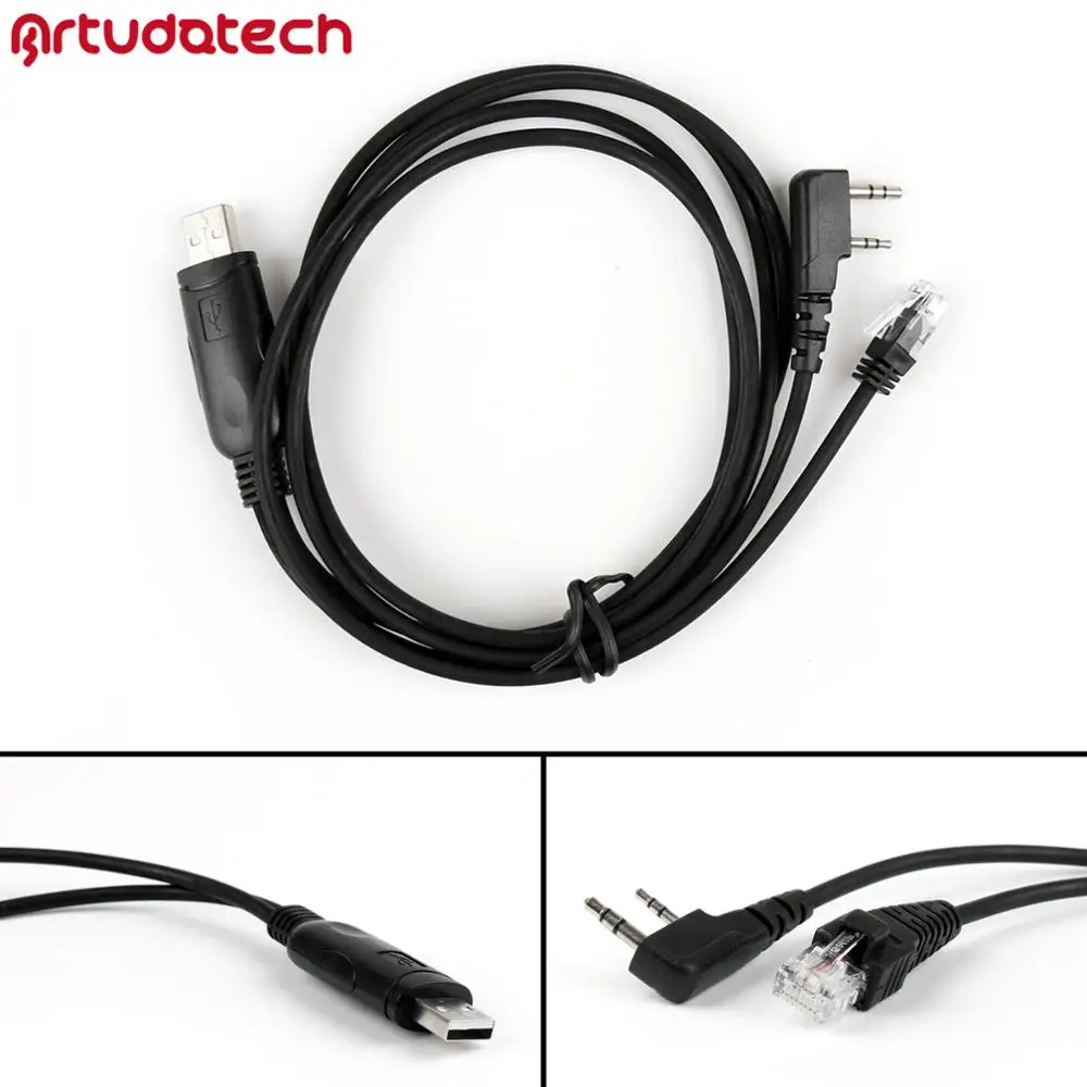 Artudatech 2 в 1 USB кабель для программирования Kenwood TK3107 TK3207 TM271A BF-888S UV-5R с CD-драйверами |